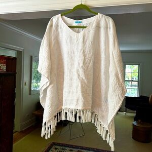 Oversized embroidered white summer poncho!